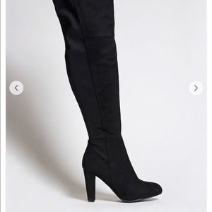 Forever 21 Black Faux Suede Over the Knee Boots