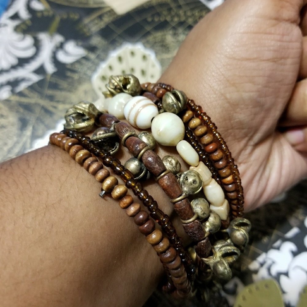 Spiral Bangle with Shells and Bells