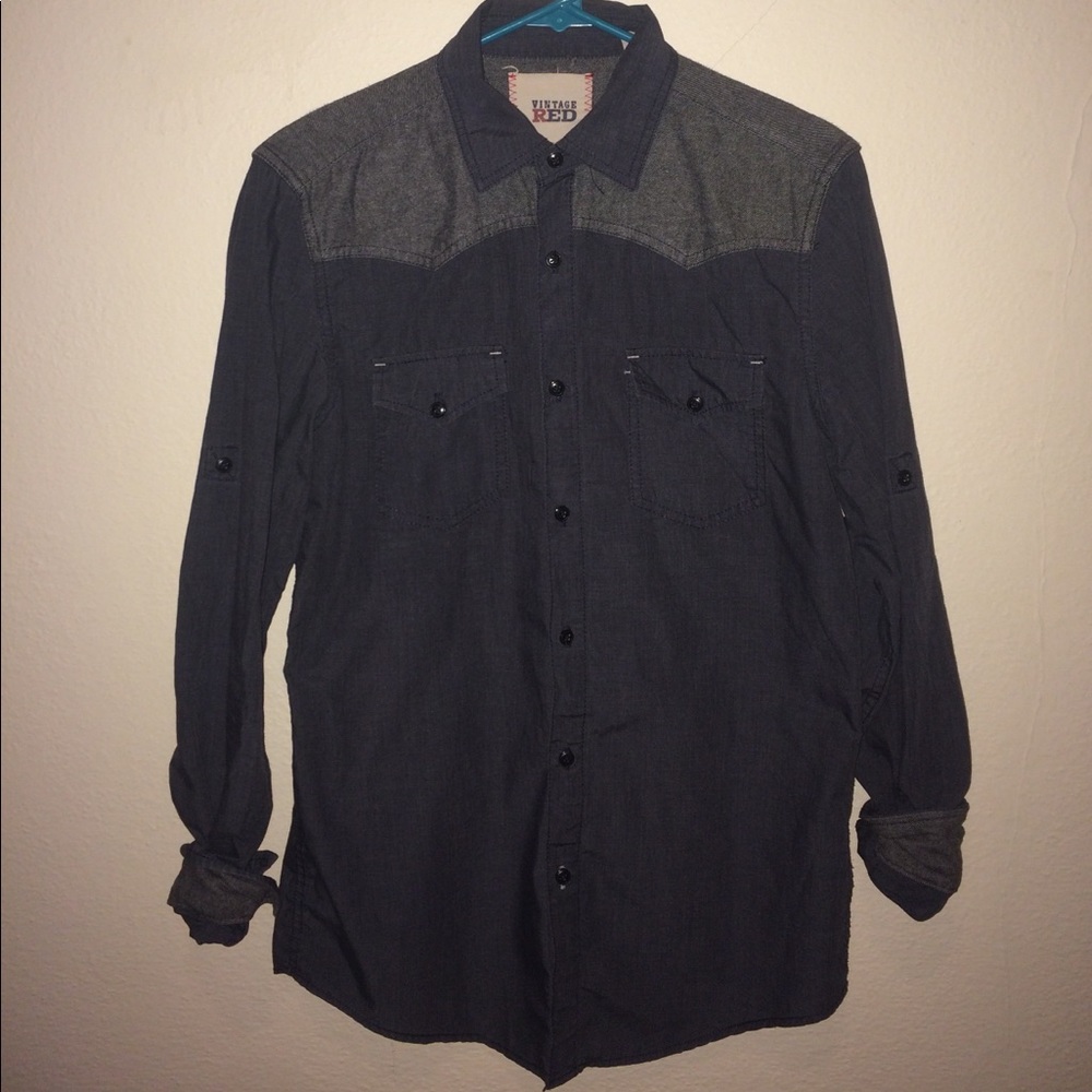 Navy Blue L/S Button Up