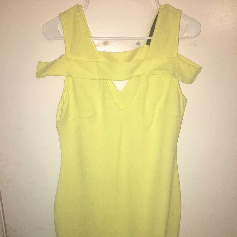 Yellow asymmetrical boohoo dress soft material