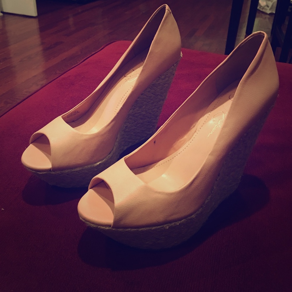 Jessica Simpson pink nude wedges