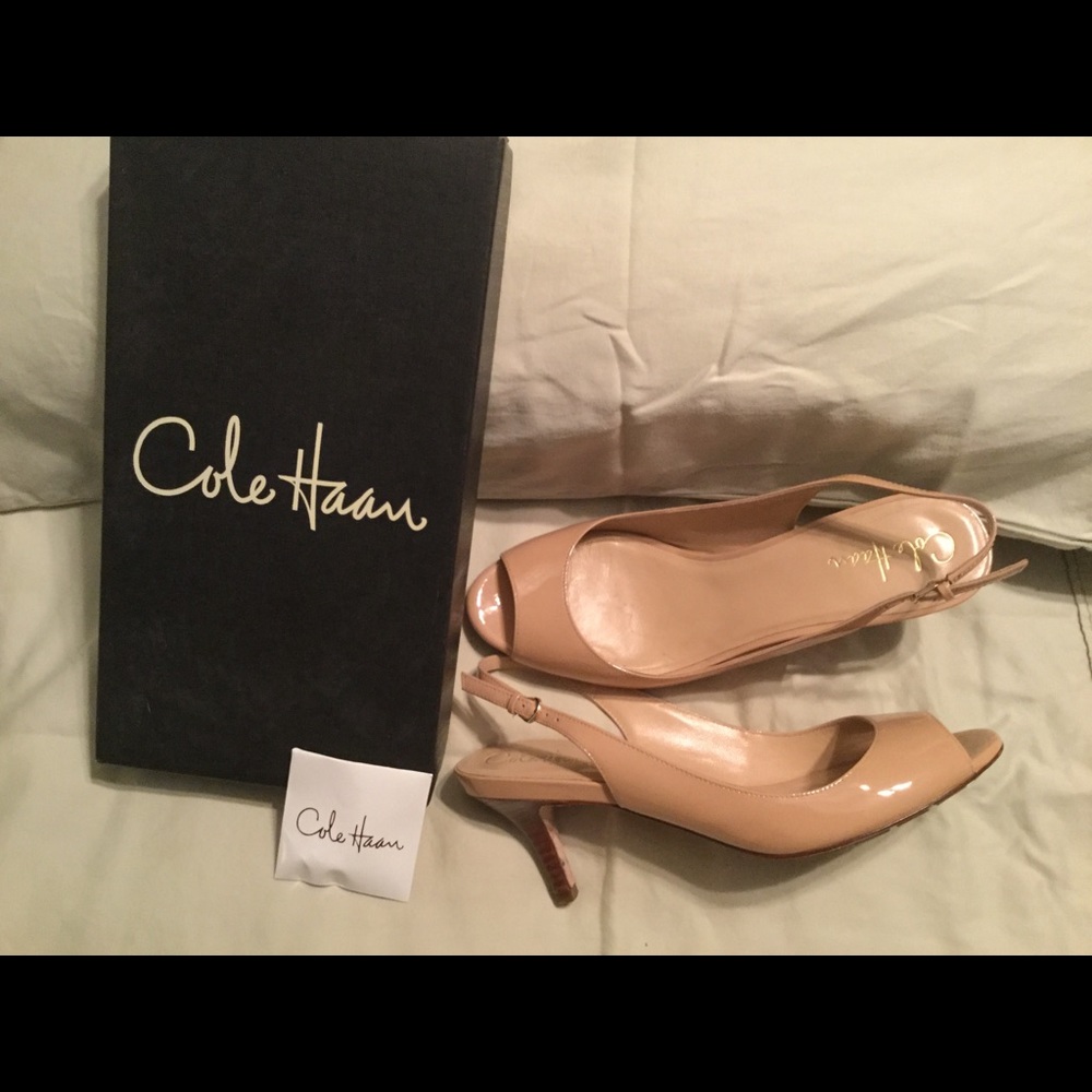 Peep toe sling back shoes