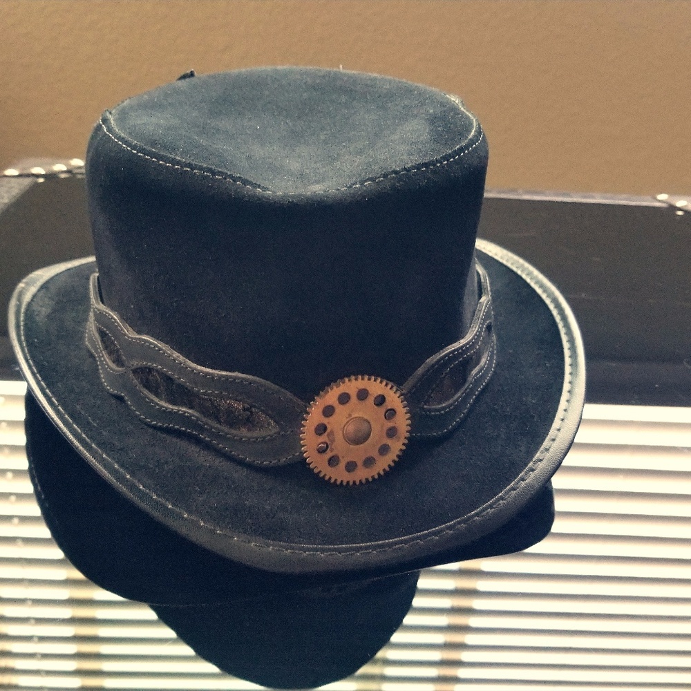 Suede Steam Punk Topper Hat by Head 'N Home Hats