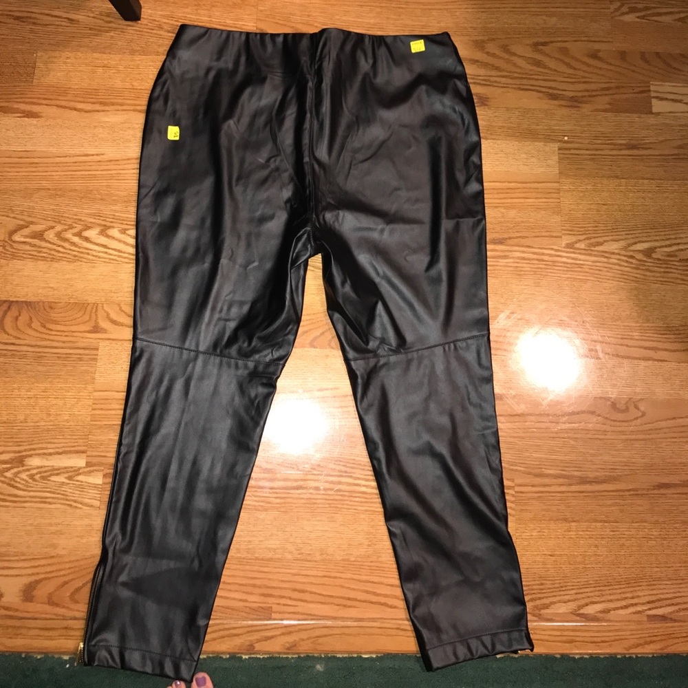 Faux Leather Pants with Zippers