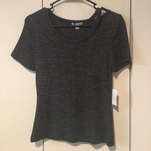 Grey shirt, super cute shoulder detail!