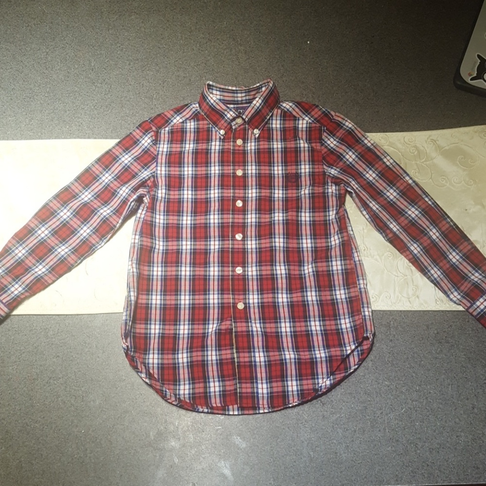 Chaps Boy Plaid Dress Shirt Size 8