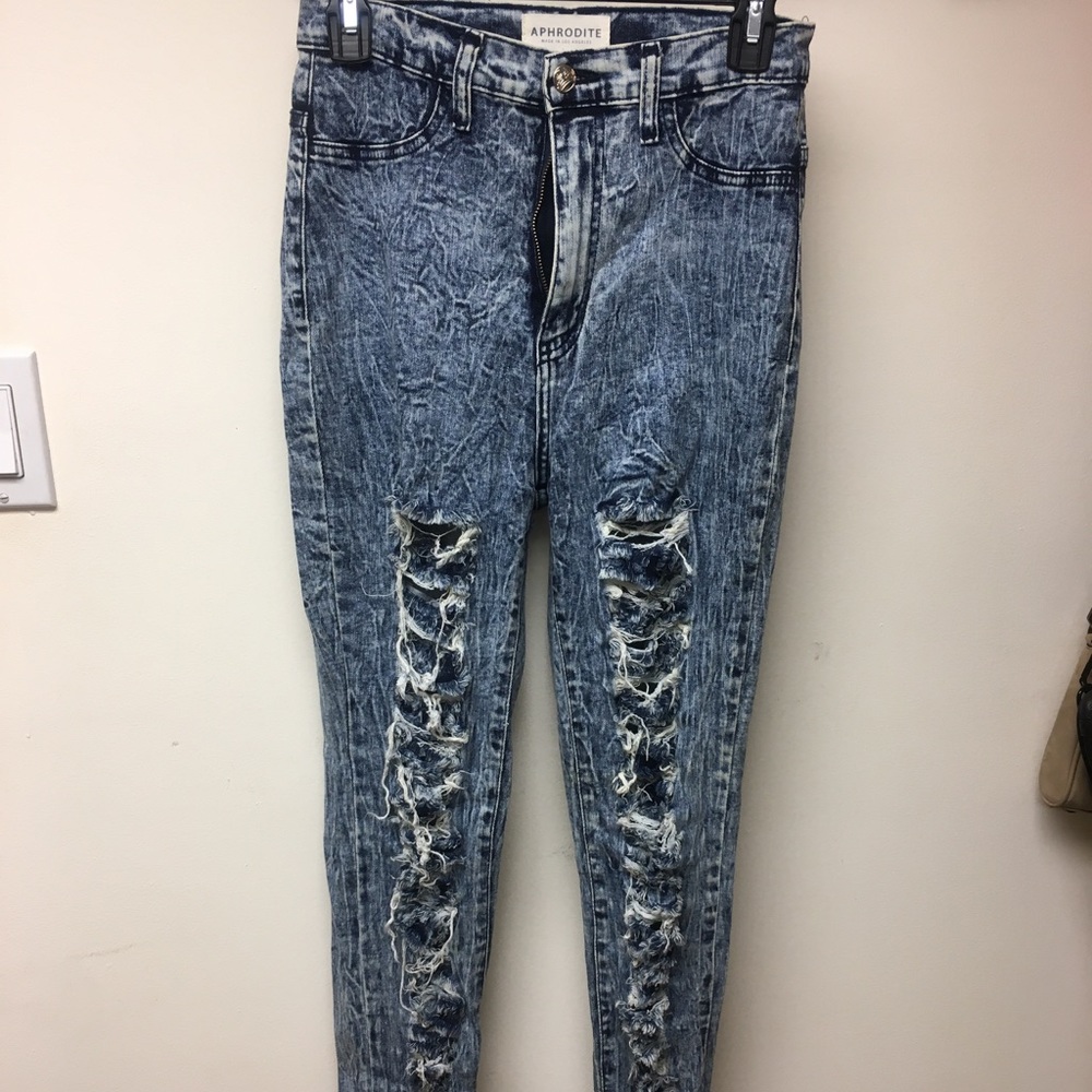 High-waisted Ripped Skinny Jeans Waist Sz 28