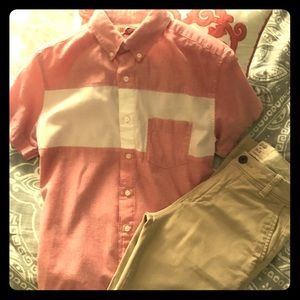 Arizona pink short sleeve button up NWT!