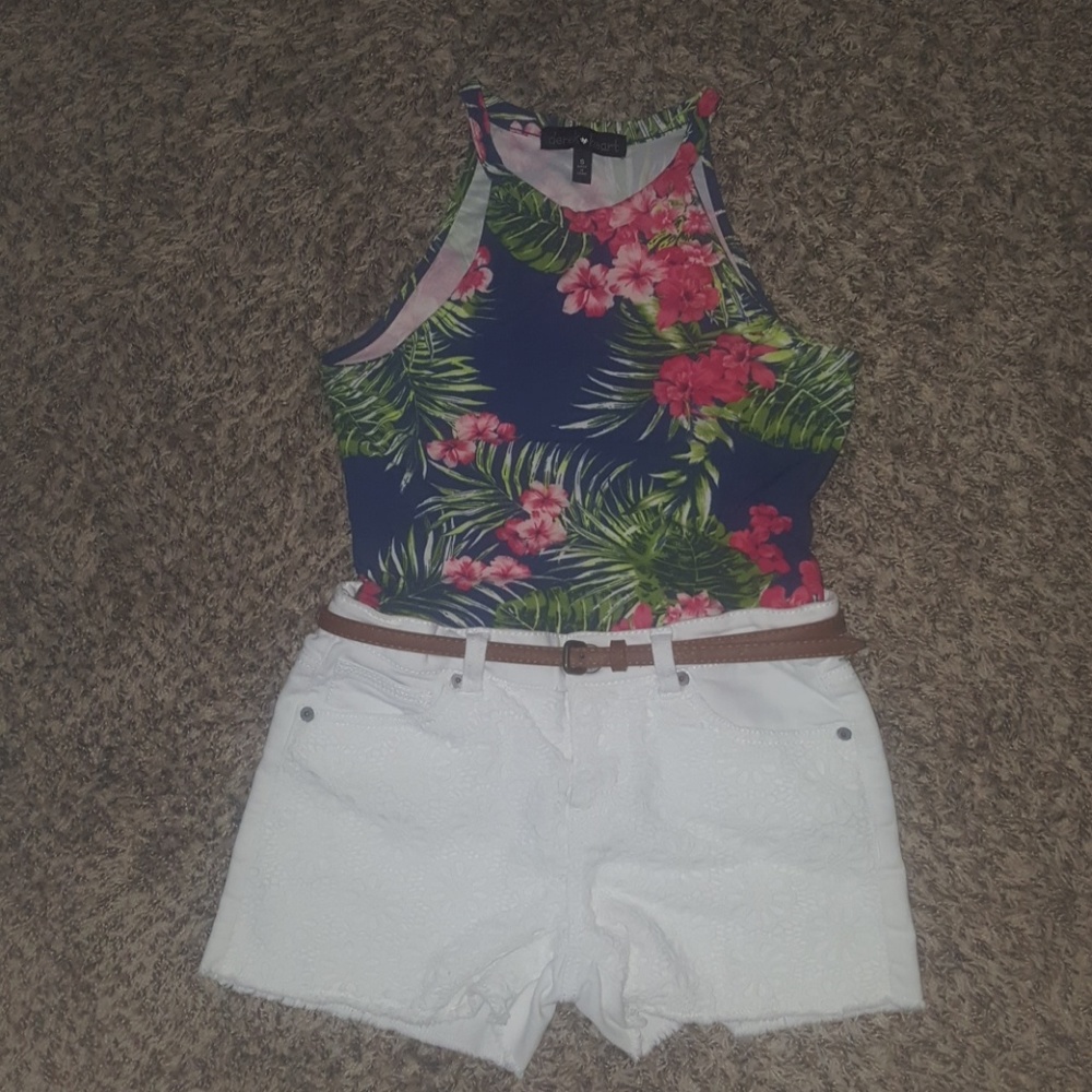 White jean shorts