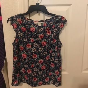 Navy floral blouse