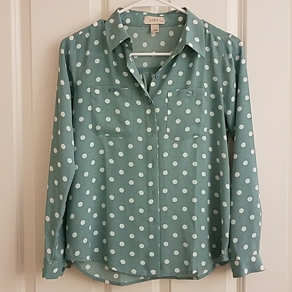Like New Polka Dot Ann Taylor Loft Blouse