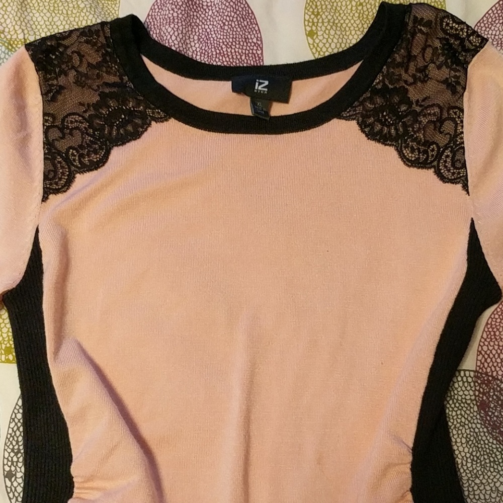 Women's pink and lace sweater