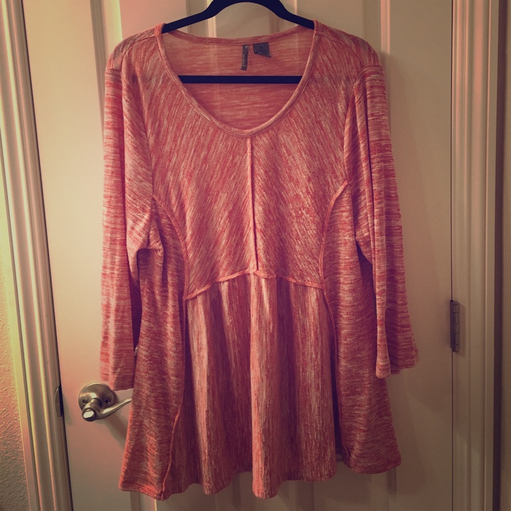 Rust/White 3/4 Sleeve Sweater