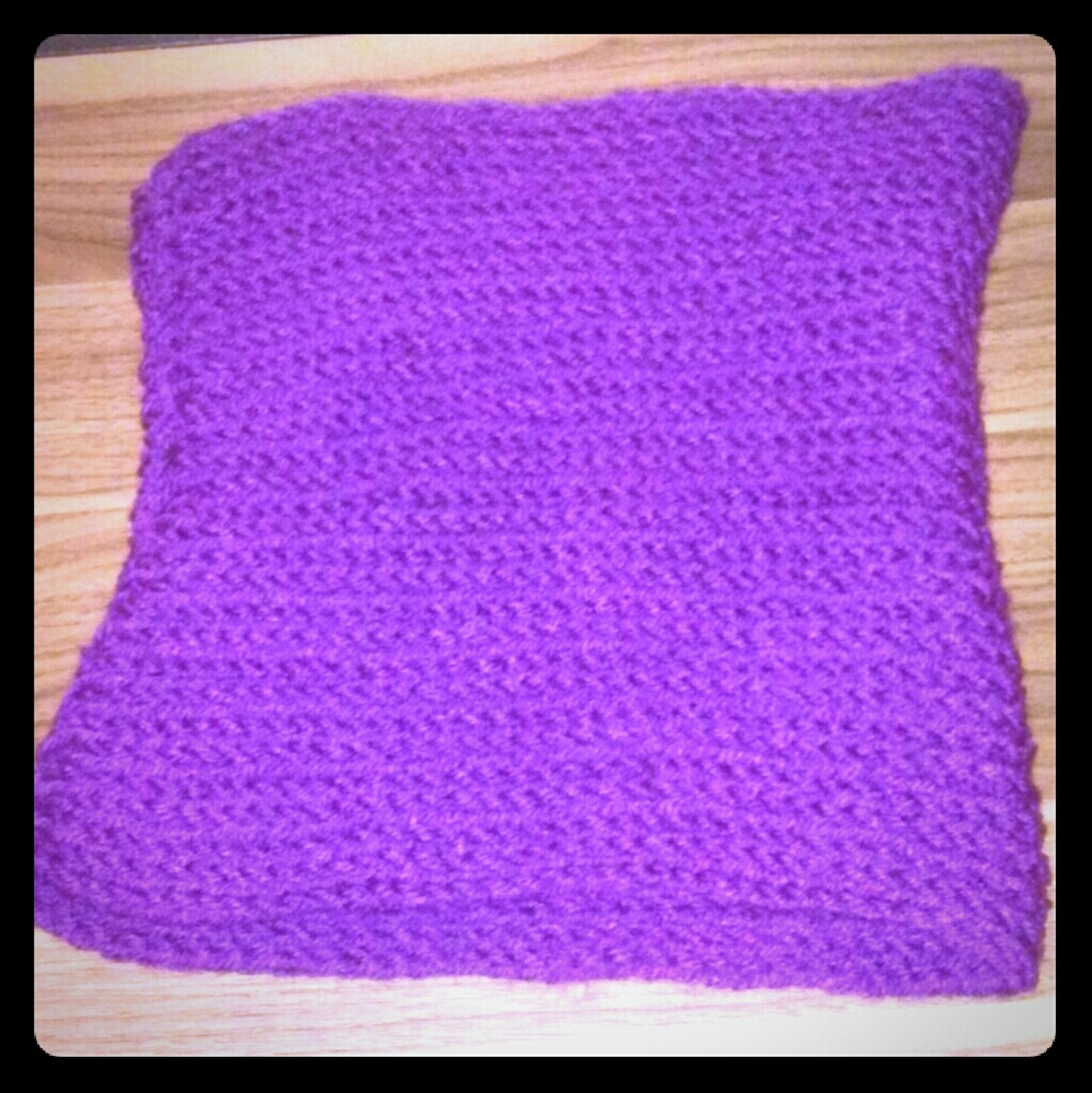 Purple hand knitted scarf