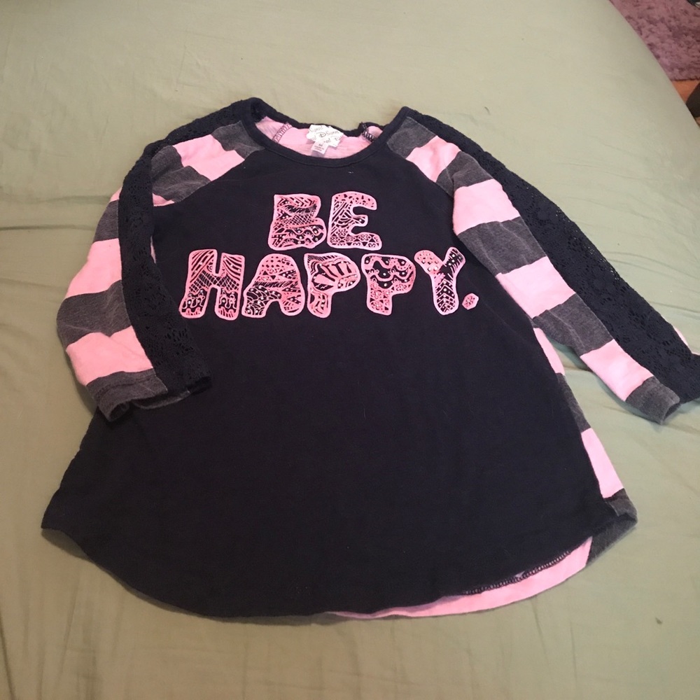 Sparkle pink and blue be happy long sleeve tee