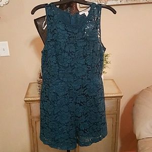 Forever 21 Teal Lace Short Romper Size M NWT