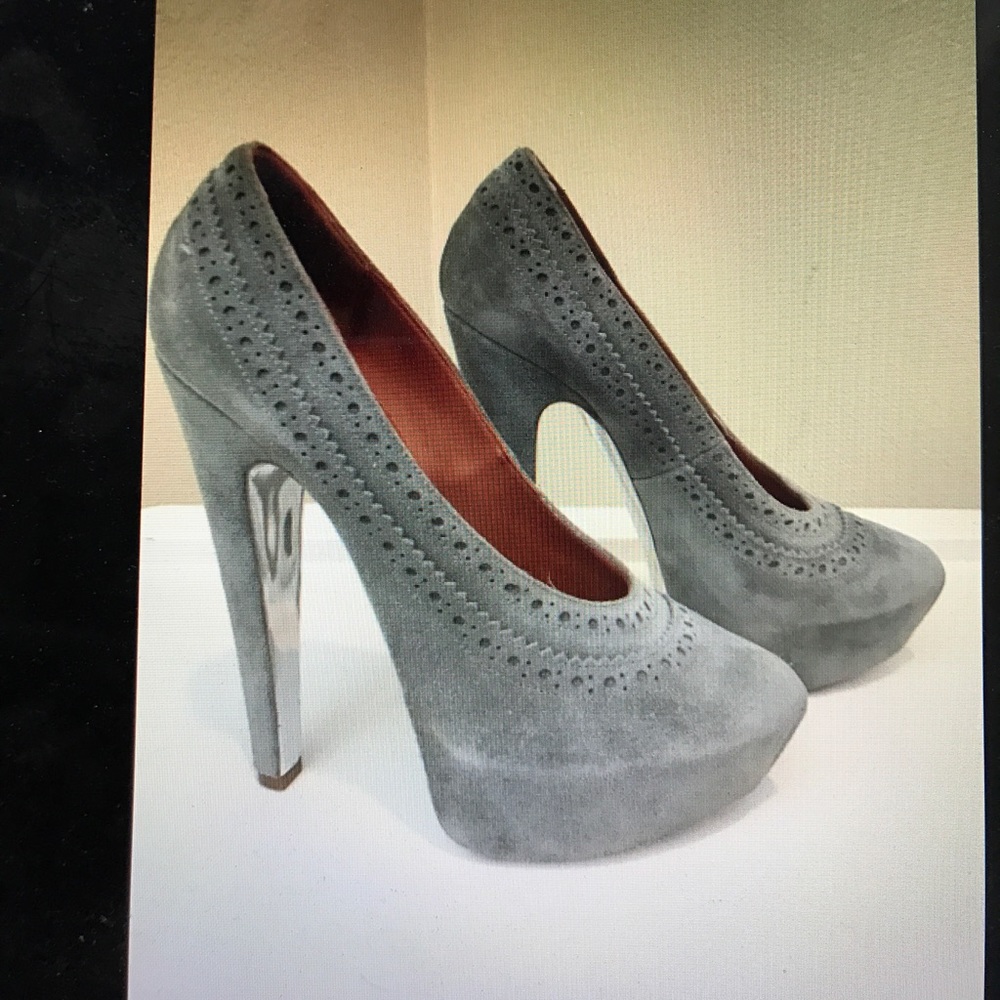 Givenchy suede platform pumps shoes, sz 37 1/2