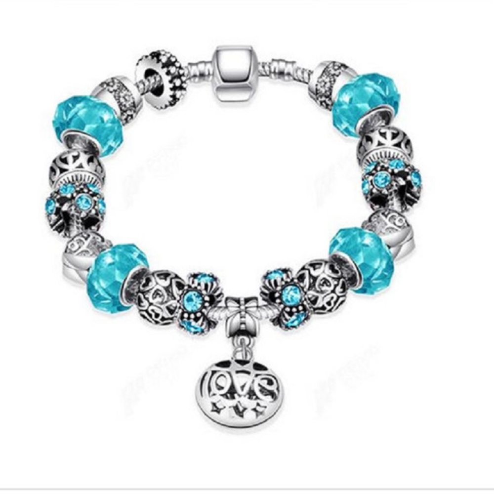 bracelet blue and silver beads