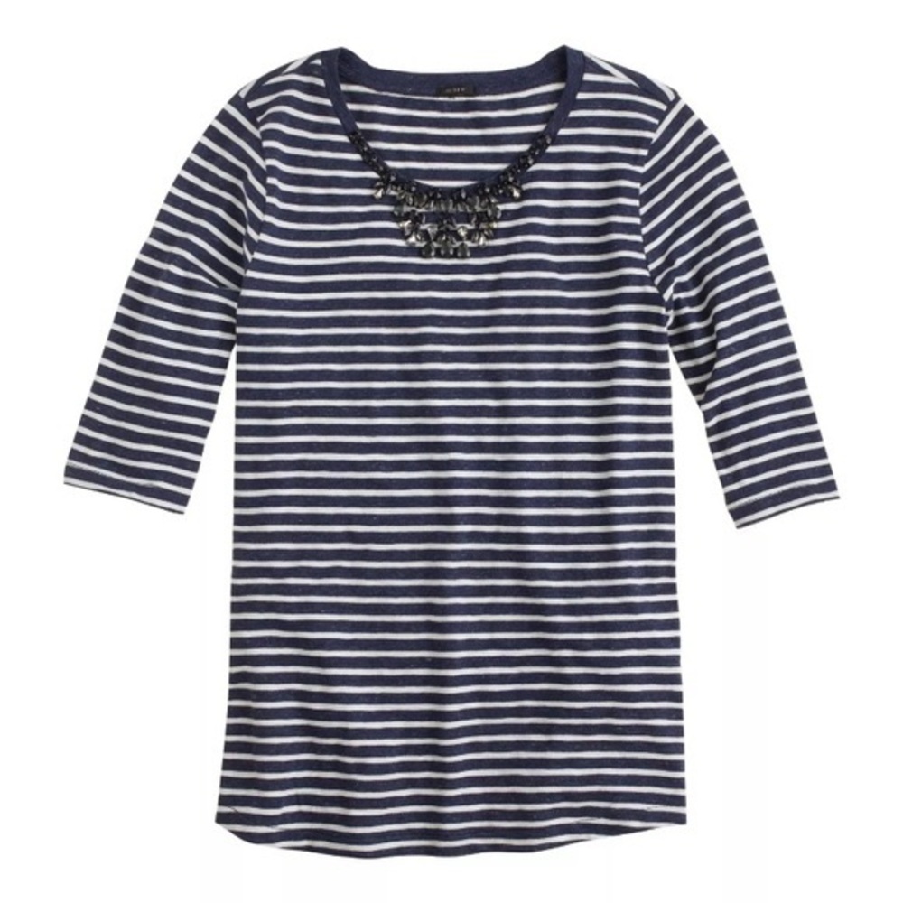J. Crew Jeweled Painter Tee Navy and White Size S