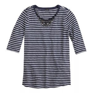J. Crew Jeweled Painter Tee Navy and White Size S