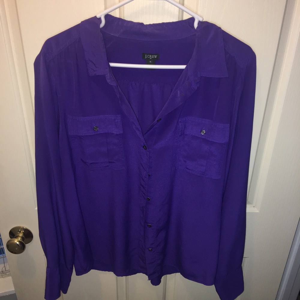 J.Crew purple silk blouse XL