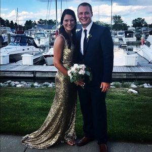 Long sequin gold dress!