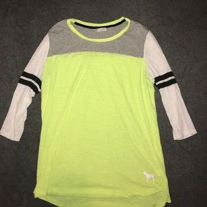 Neon chartreuse baseball tee