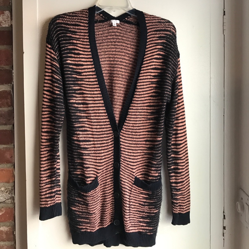 Salmon & navy blue sweater