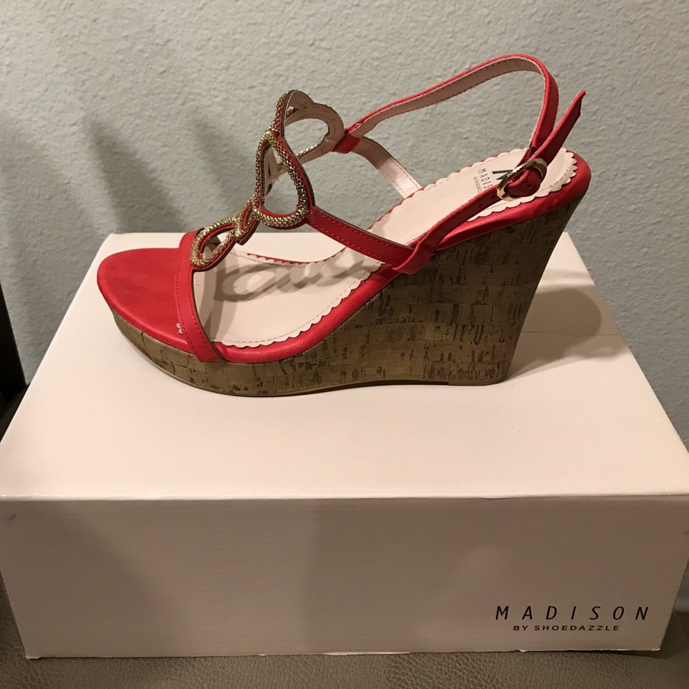 Madison red wedge sandals