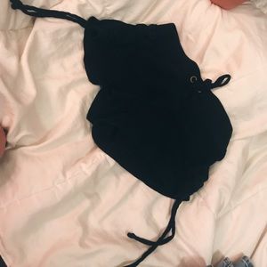 Black comfy shorts with ties on sides