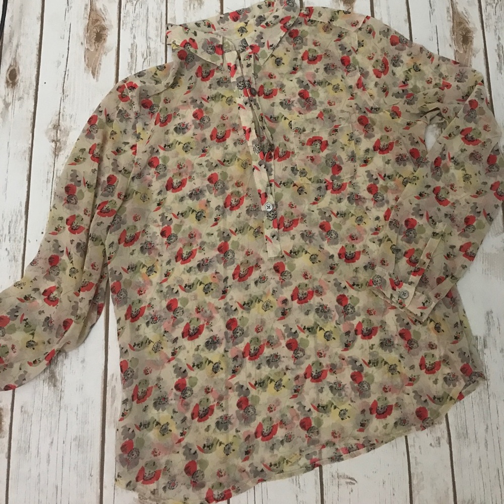 Sheer floral blouse from Loft