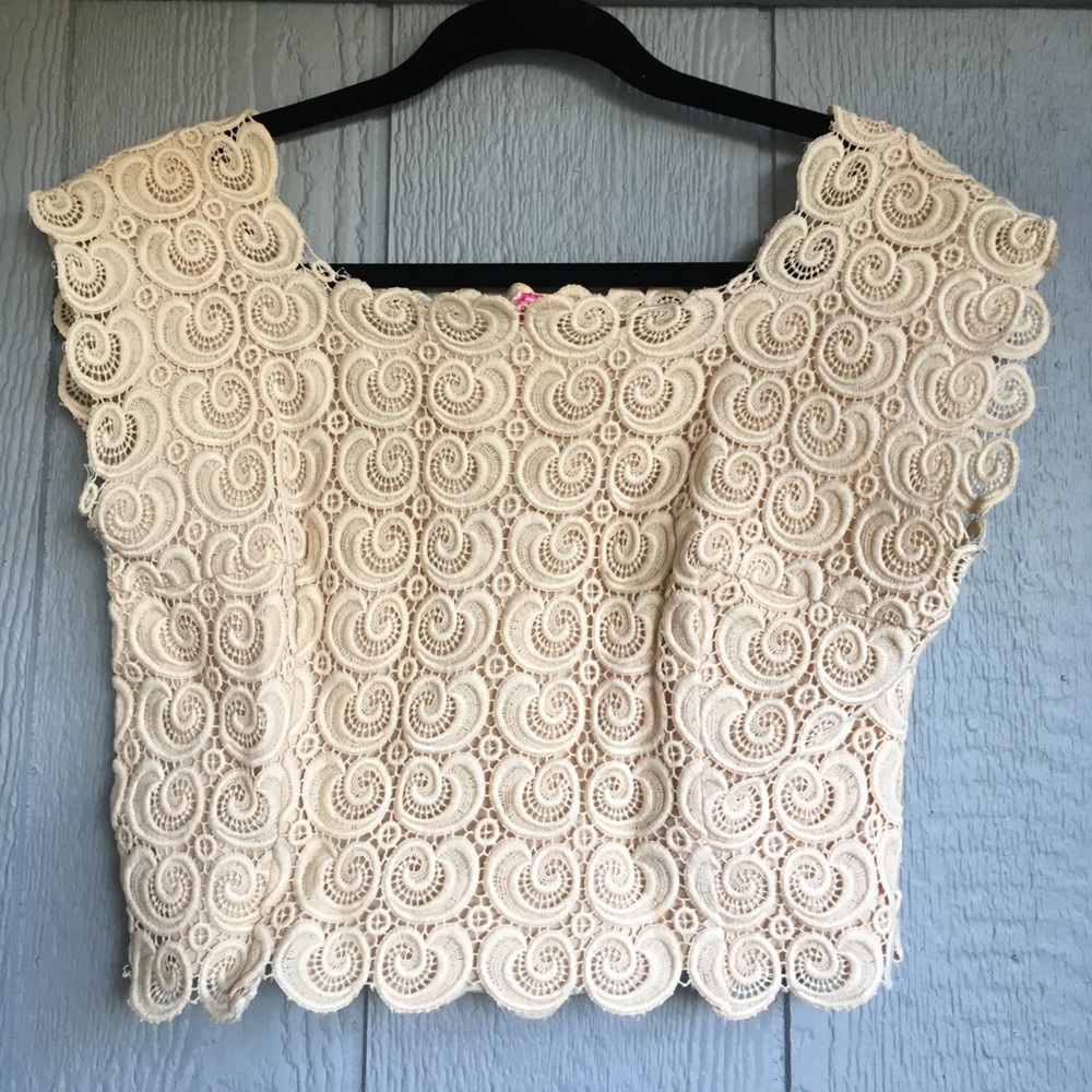 UNIQUE Vintage Lace Crop Top Janet Cotton London