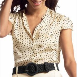 Banana Republic Silk Dot Blouse Size M