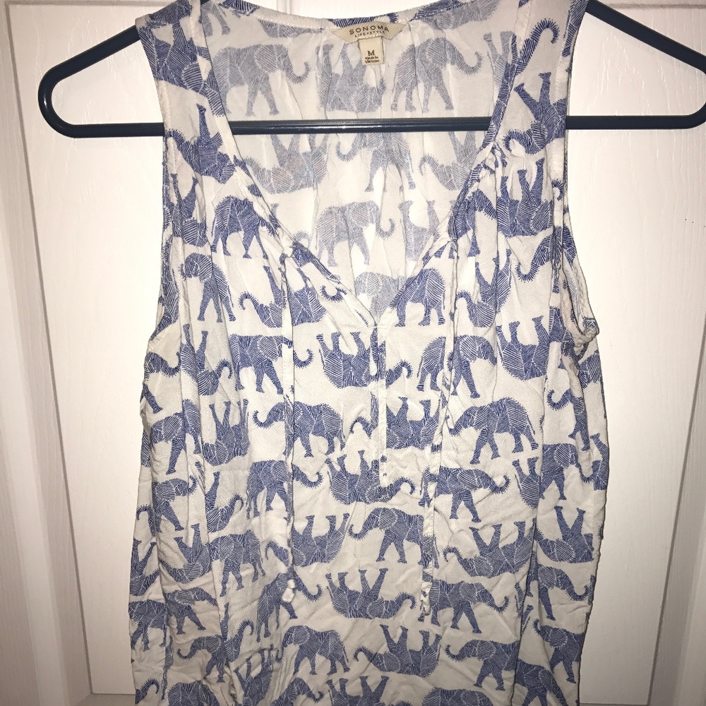 Light Weight Sleeveless Elephant print shirt