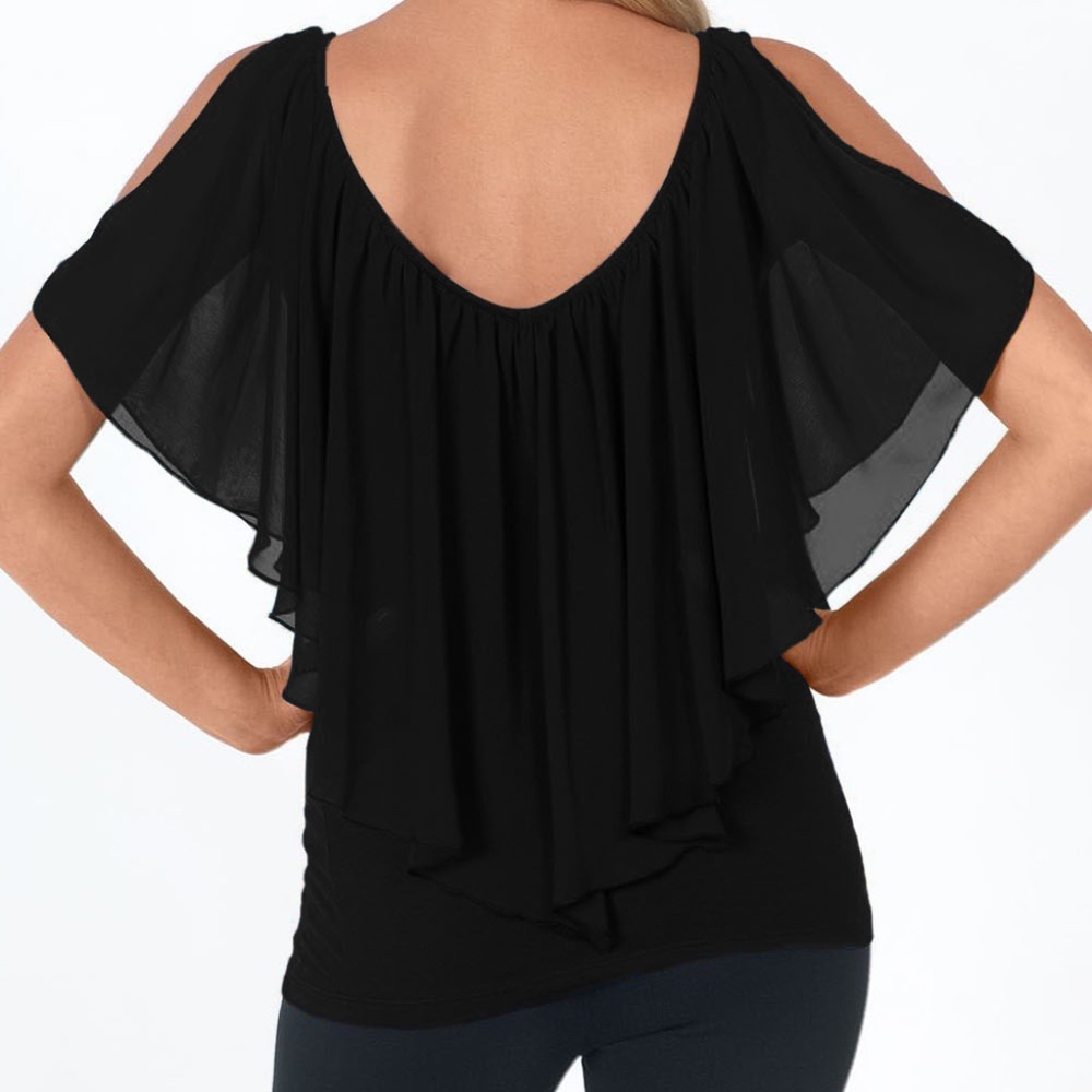➡️ Cold Shoulder Flutter Top - Picture 2 of 2