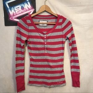 AeropostaleWomen's PinkGrayThermal Shirt Sz S 1991