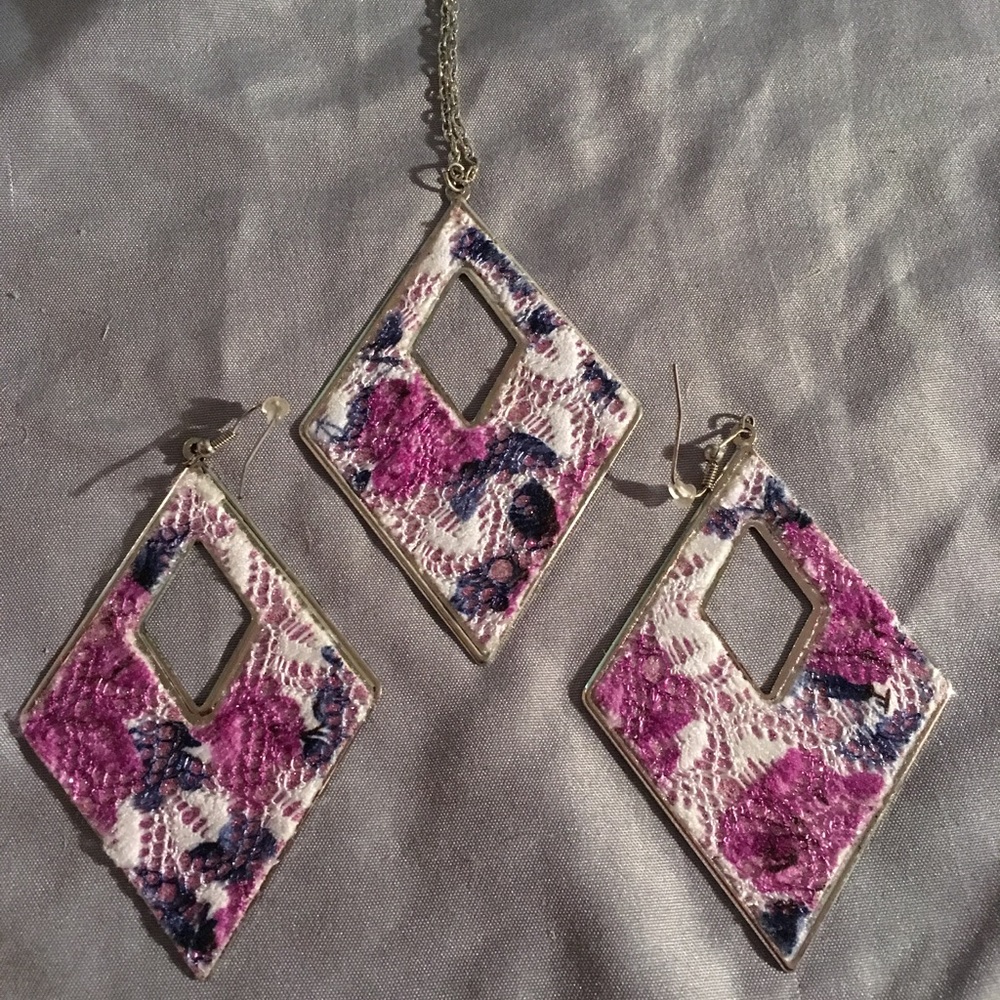 Purple Diamond Shaped Jewelry Set