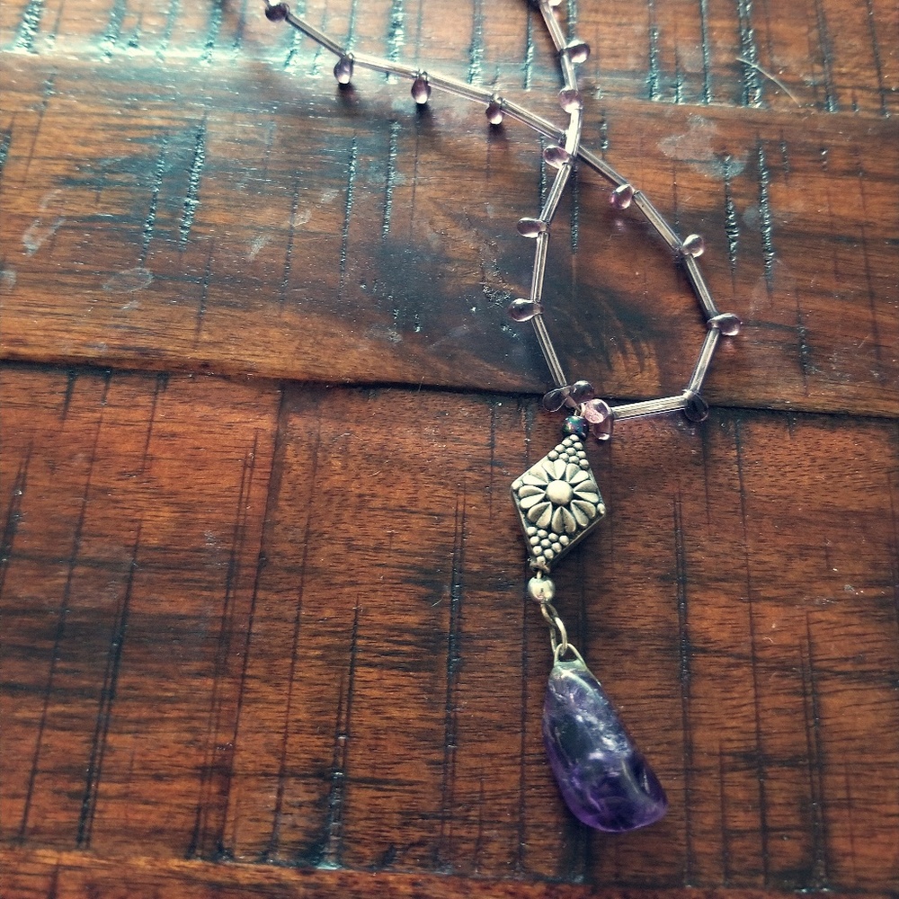 Natural Lavender Amethyst Stone Necklace