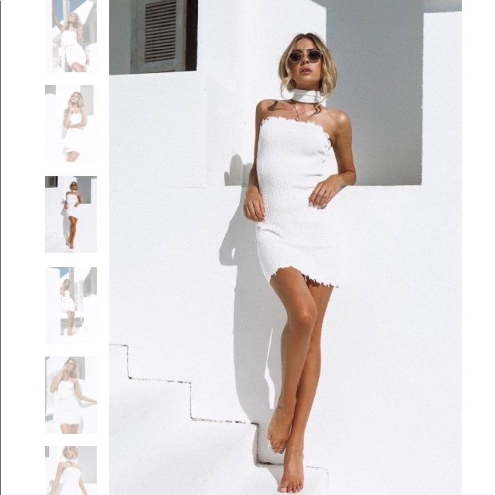 White bodycon sabo skirt dress