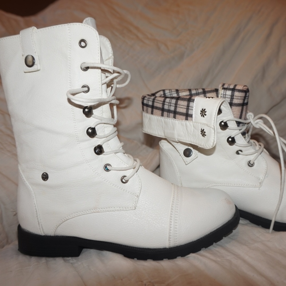 White boots with flannel inside