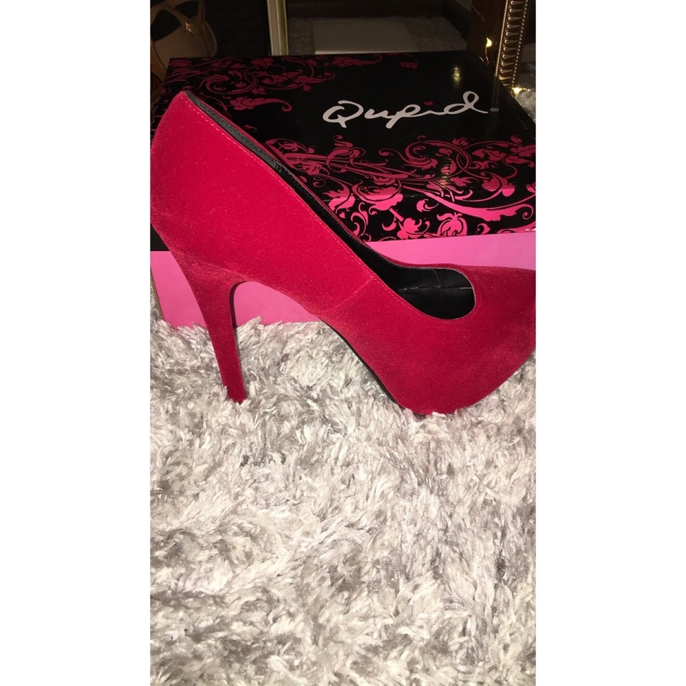 Red velvet heels