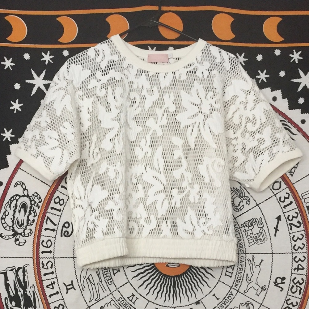 net mesh embroidered body top