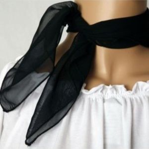 Sheer Black Chiffon Neck Scarf