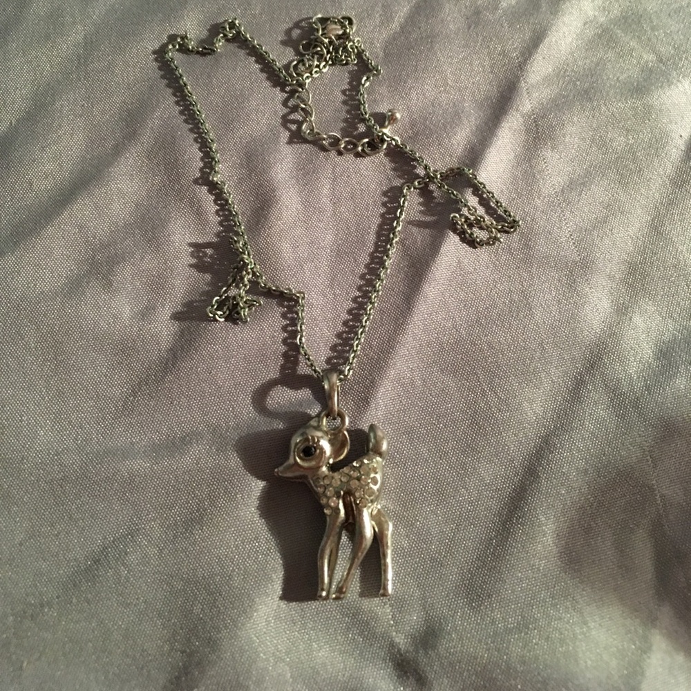 Silver deer necklace