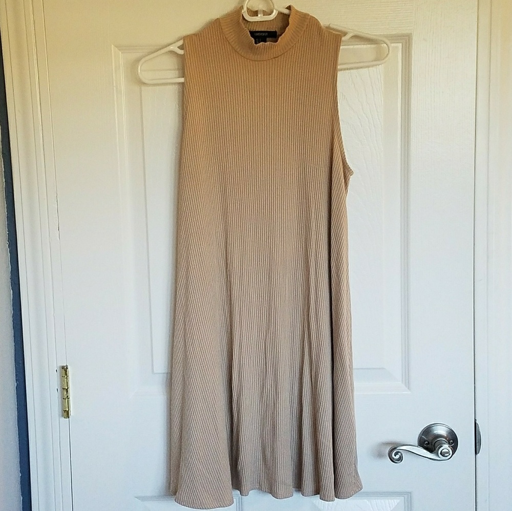 NWOT Ribbed Tan A Line Dress