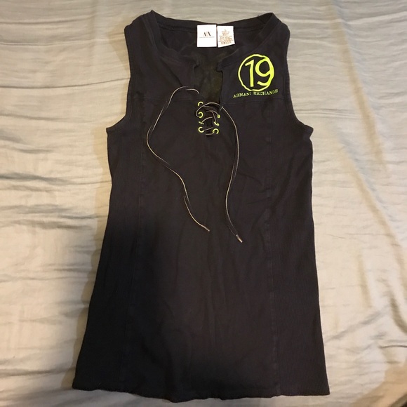 Y2K Vintage Armani Exchange laceup muscle tee - Picture 1 of 4