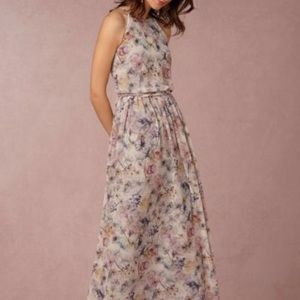 BHLDN Alana dress, floral maxi, tie waist.