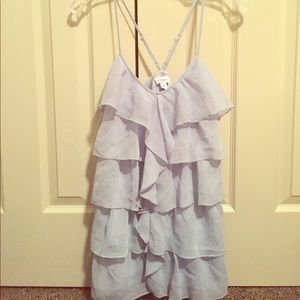 Blue ruffle tank