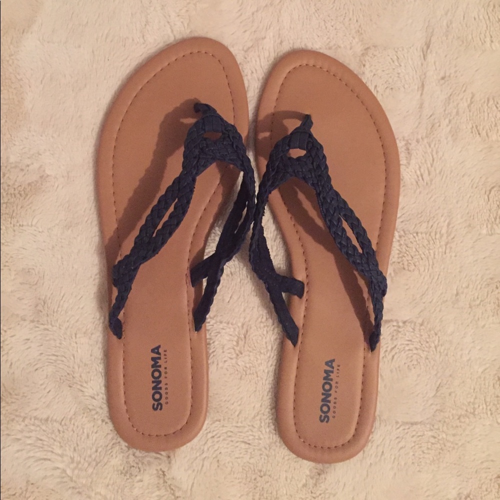 Sonoma Braided Navy Flip Flops, Size 9
