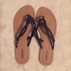 Sonoma Braided Navy Flip Flops, Size 9